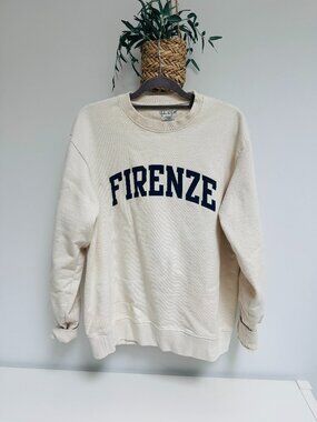 Brandy Melville Florence Sweatshirt, Cream/Navy, OS